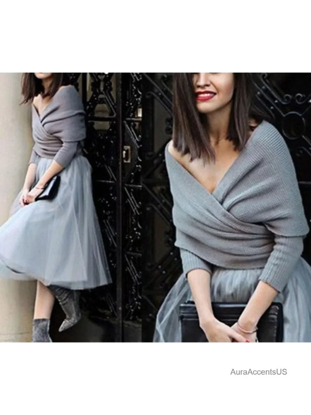Knitted Scarf with Sleeves Shrug Wrap Sweater Women Fall Winter Crochet Fashion